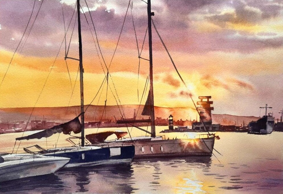 Морские пейзажи акварелью